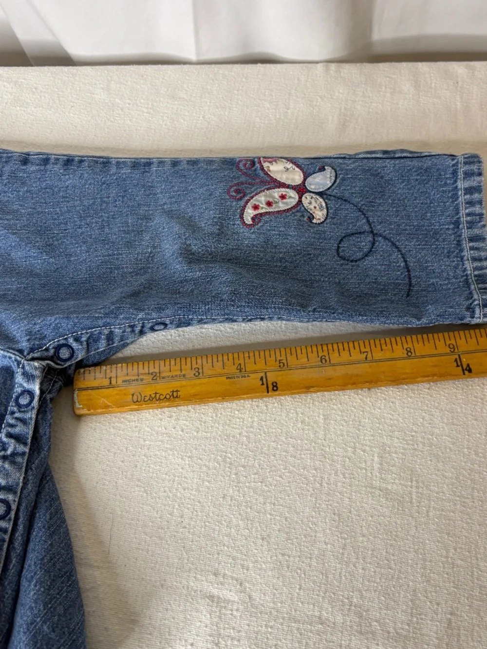 Vintage Gymboree 2002 Floral Patchwork Butterfly Denim Jean Overalls 18-24 mos